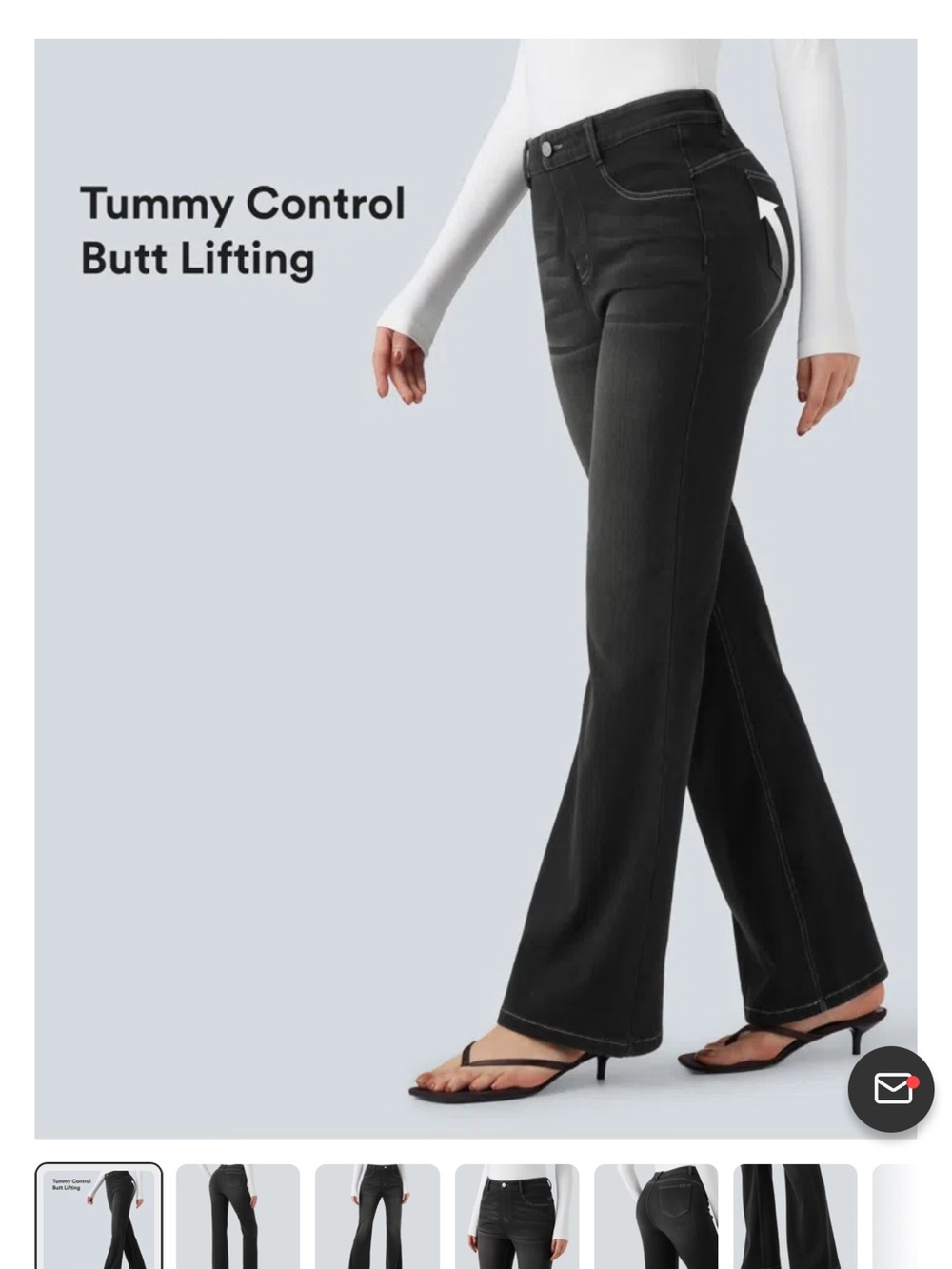 HALARA Black Flared High-Rise Tummy Control Jeans